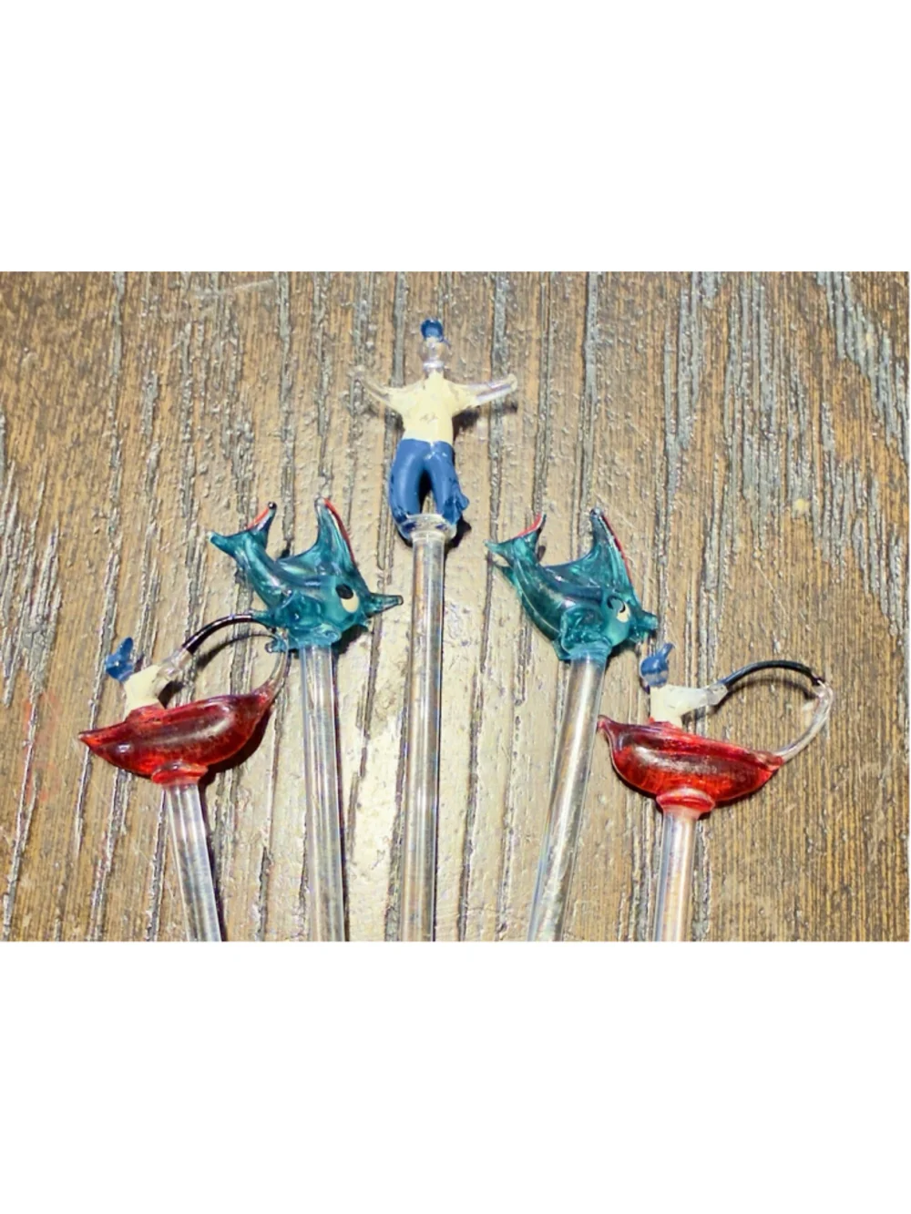 Vintage Swizzle Sticks Cocktail Drink Stirrers Set Of (6)